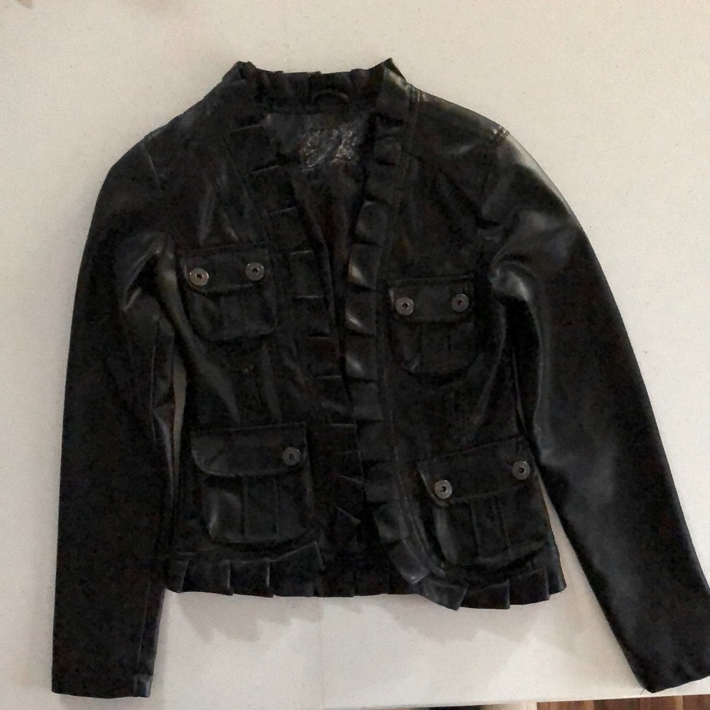 Faux black leather jacket size small